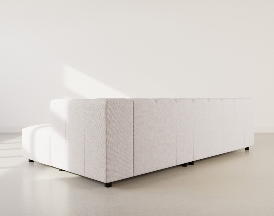 Canapé d'angle droit 4 places avec accoudoir en tissu texturé Curtis