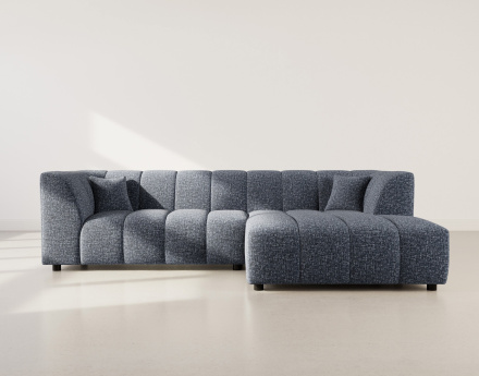 Canapé d'angle droit 4 places avec accoudoir en tissu texturé Curtis