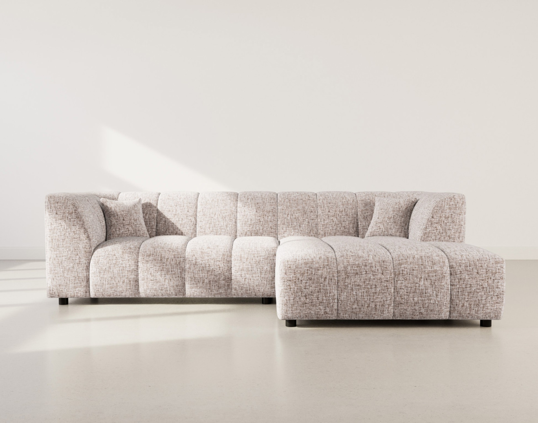 Canapé d'angle droit 4 places avec accoudoir en tissu texturé Curtis