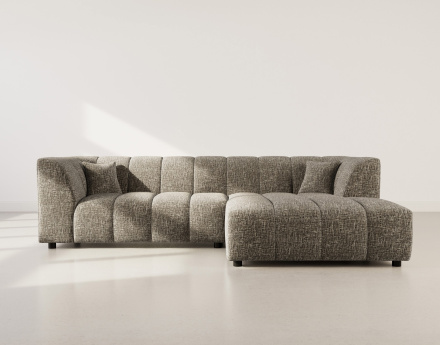 Canapé d'angle droit 4 places avec accoudoir en tissu texturé Curtis