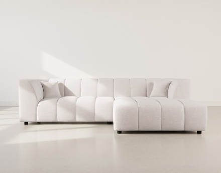 Canapé d'angle droit 4 places avec accoudoir en tissu texturé Curtis