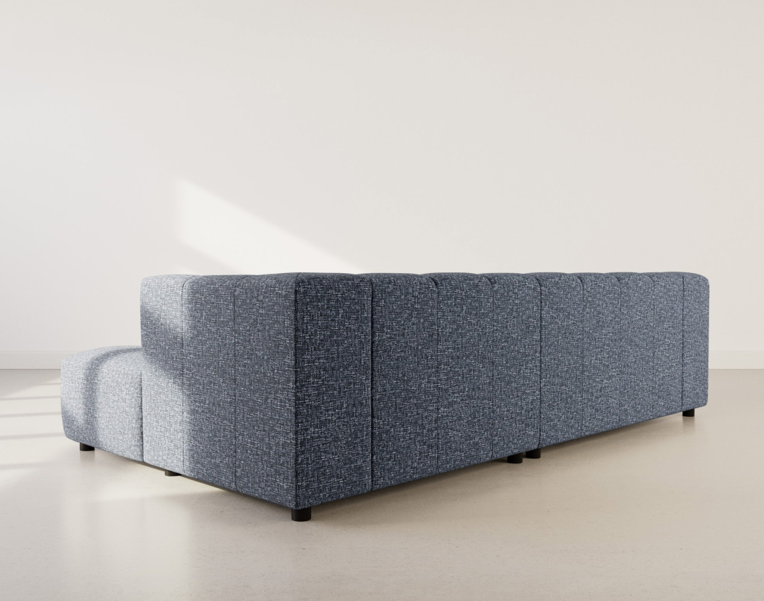 Canapé d'angle droit 4 places avec accoudoir en tissu texturé Curtis