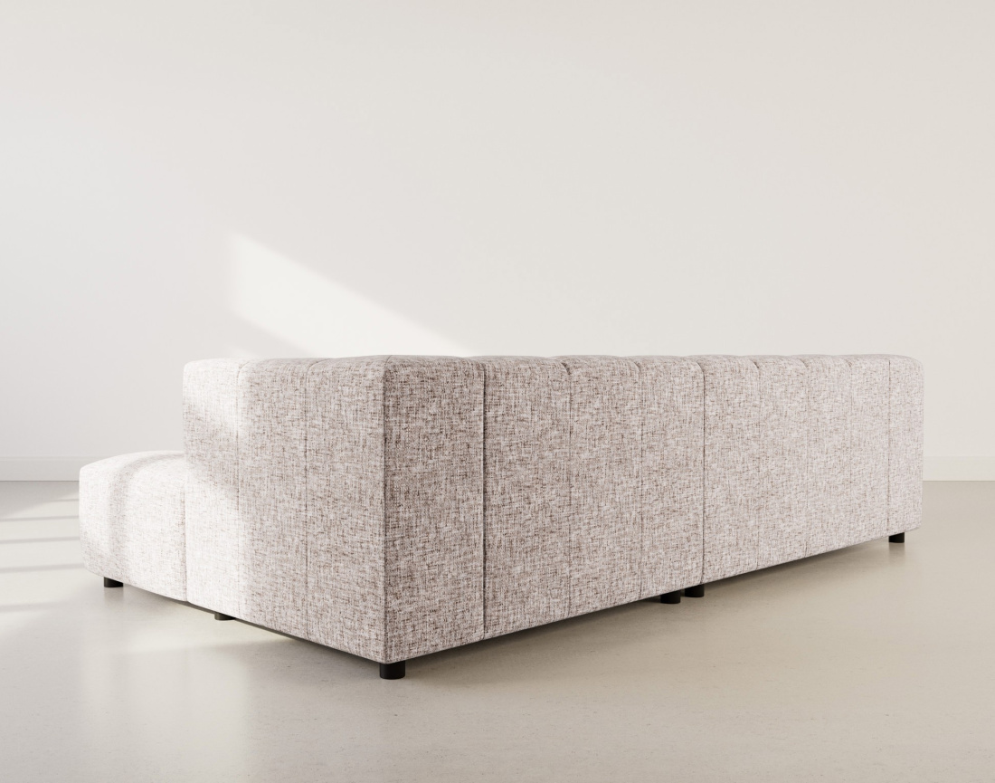 Canapé d'angle droit 4 places avec accoudoir en tissu texturé Curtis