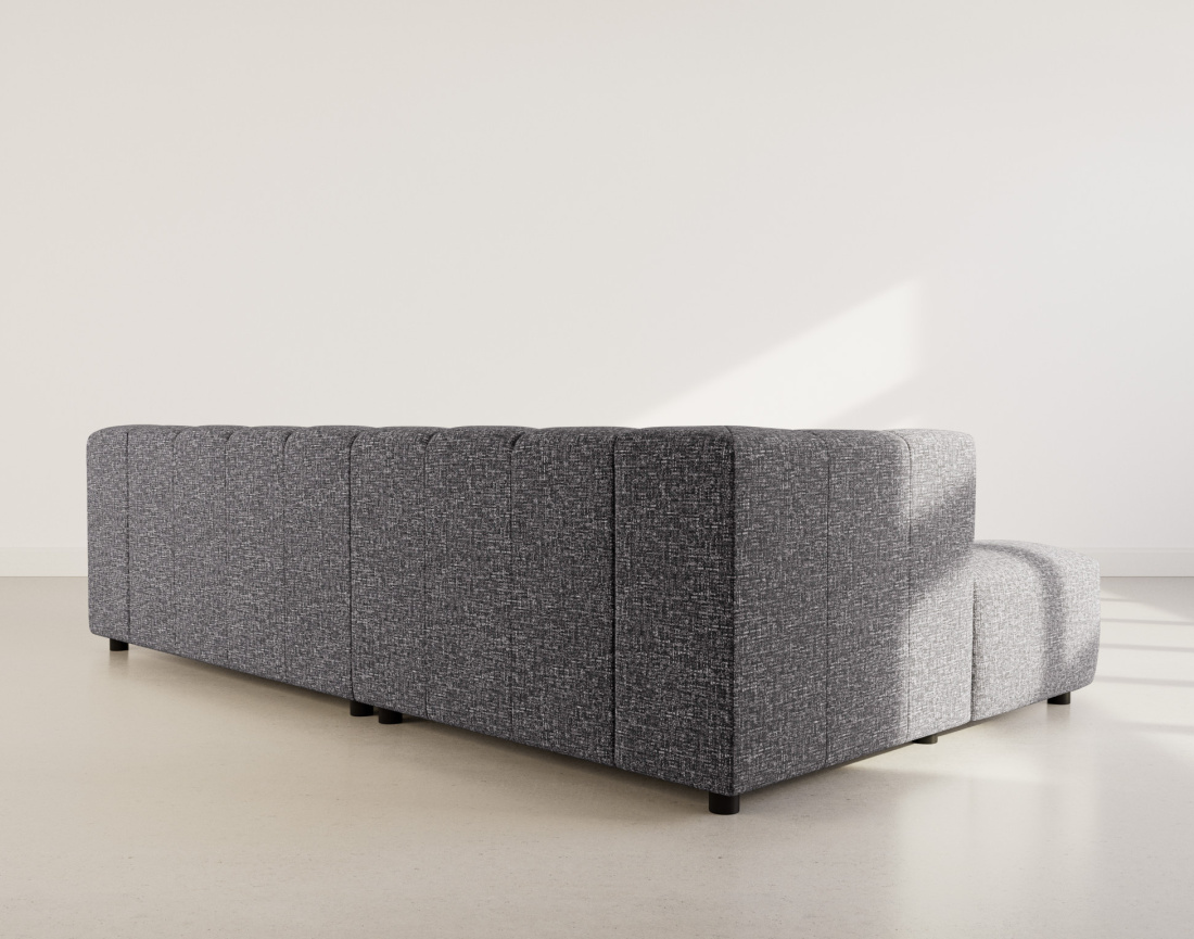 Canapé d'angle gauche 4 places avec accoudoir en tissu texturé Curtis