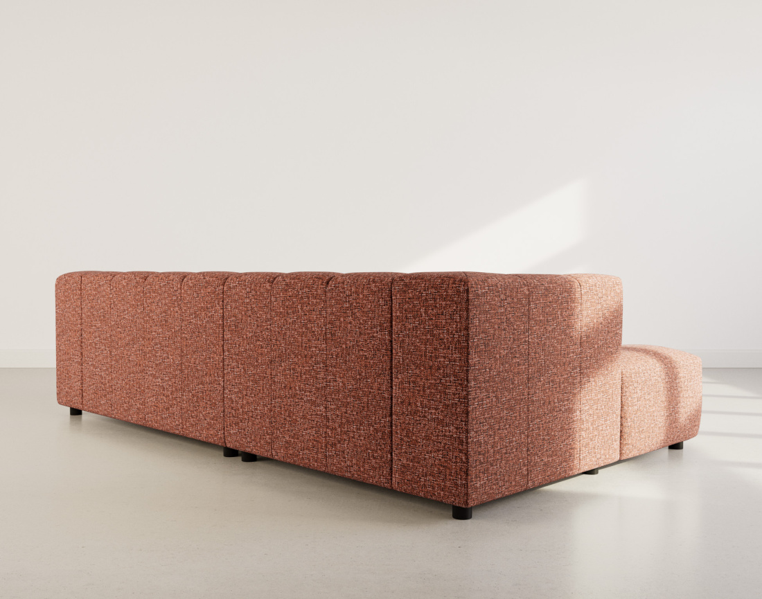 Canapé d'angle gauche 4 places avec accoudoir en tissu texturé Curtis