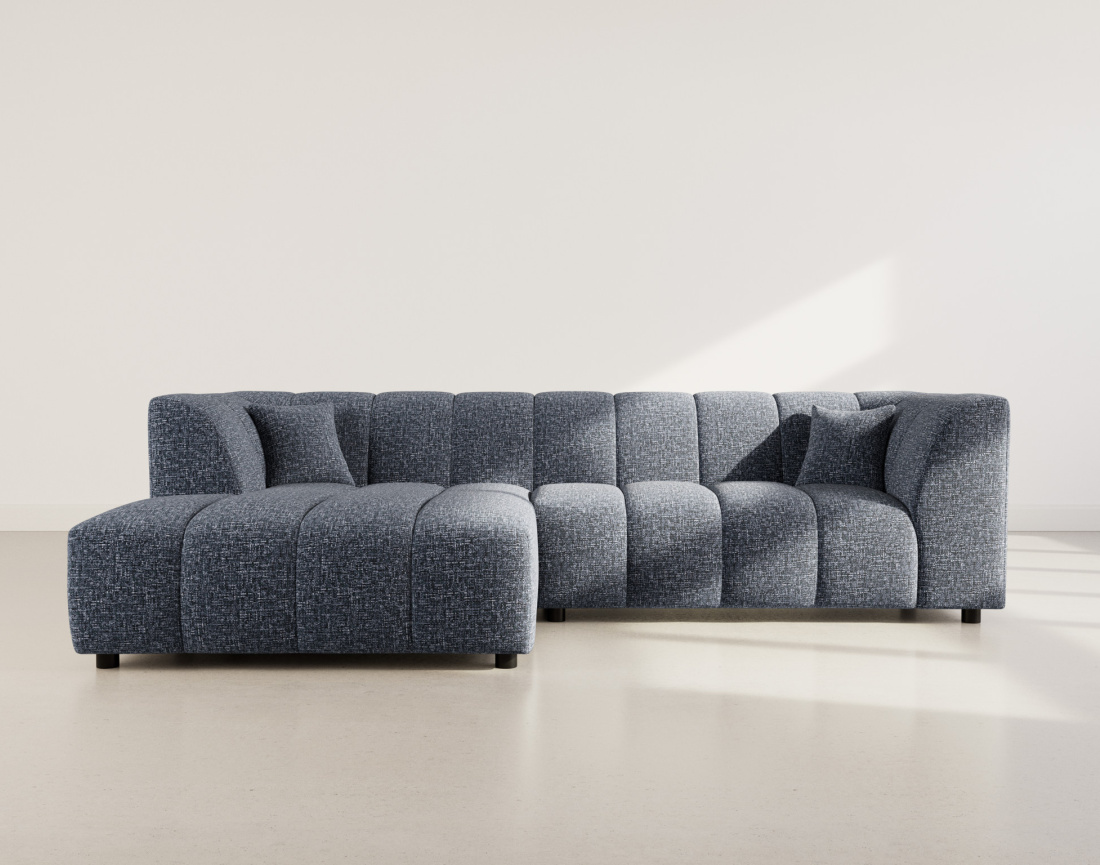 Canapé d'angle gauche 4 places avec accoudoir en tissu texturé Curtis