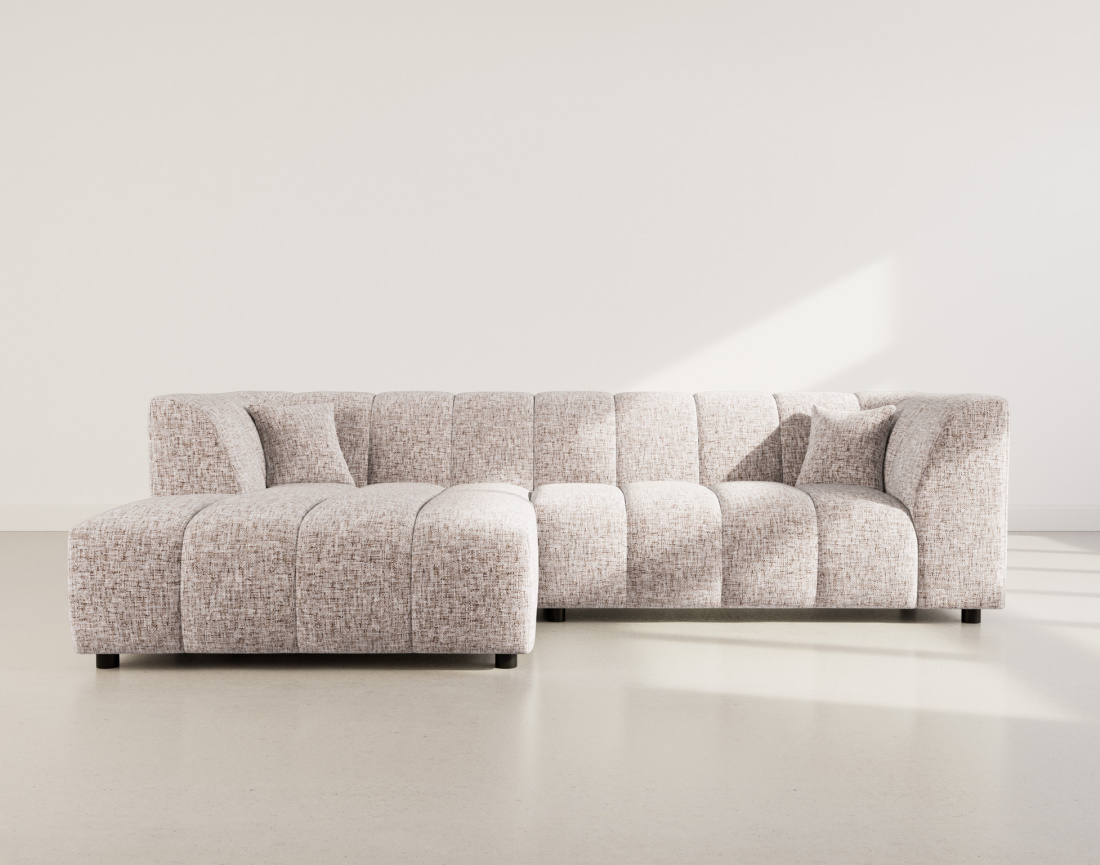 Canapé d'angle gauche 4 places avec accoudoir en tissu texturé Curtis