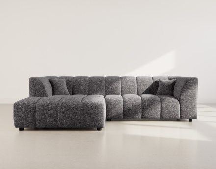 Canapé d'angle gauche 4 places avec accoudoir en tissu texturé Curtis