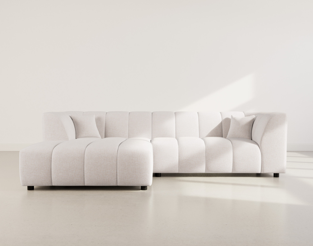 Canapé d'angle gauche 4 places avec accoudoir en tissu texturé Curtis