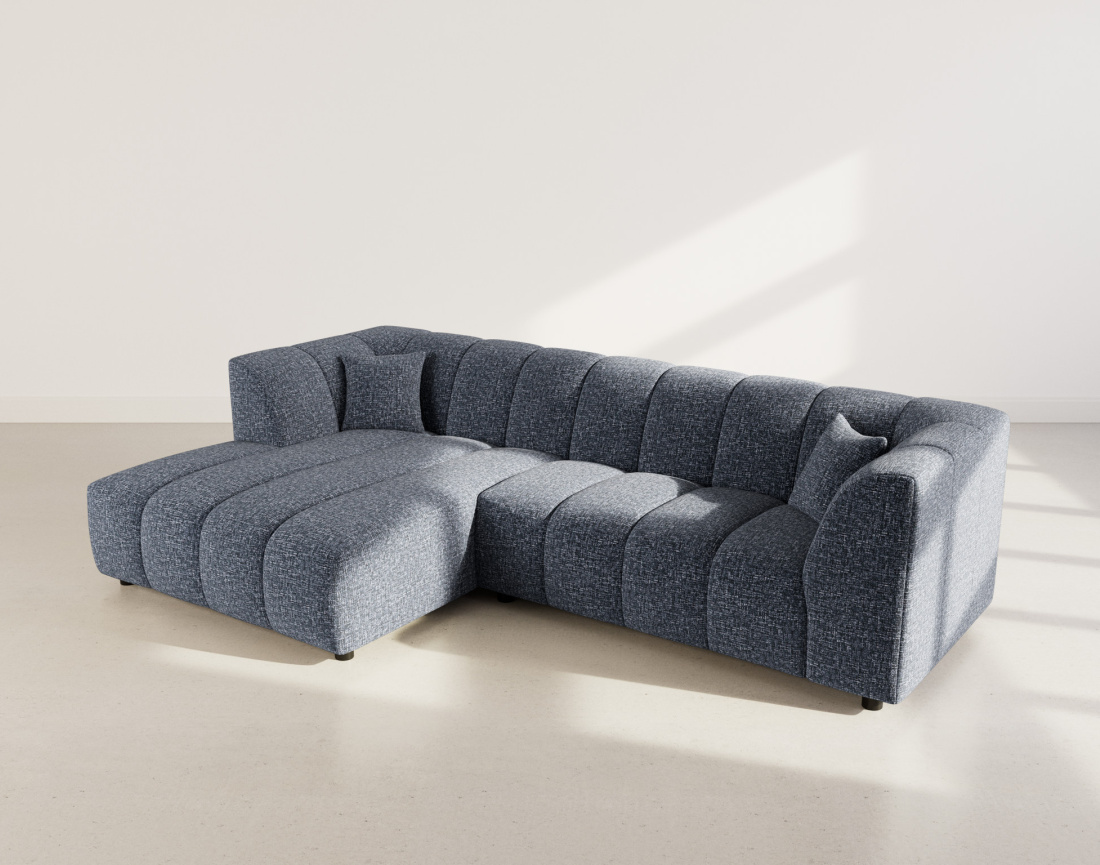 Canapé d'angle gauche 4 places avec accoudoir en tissu texturé Curtis