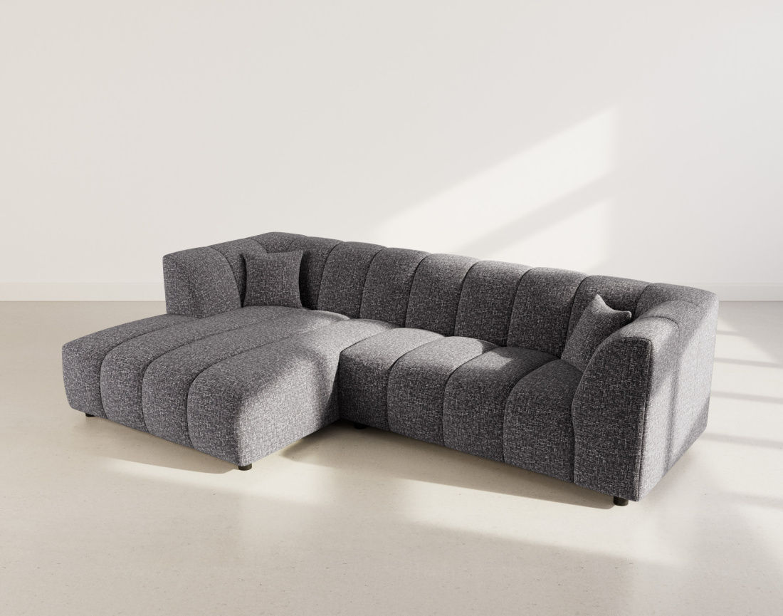 Canapé d'angle gauche 4 places avec accoudoir en tissu texturé Curtis