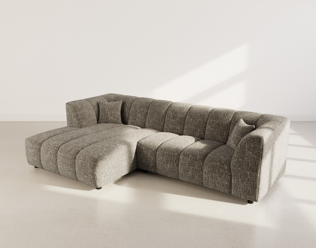 Canapé d'angle gauche 4 places avec accoudoir en tissu texturé Curtis