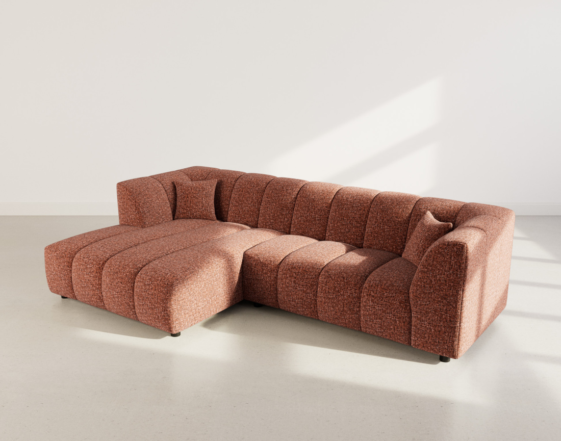 Canapé d'angle gauche 4 places avec accoudoir en tissu texturé Curtis