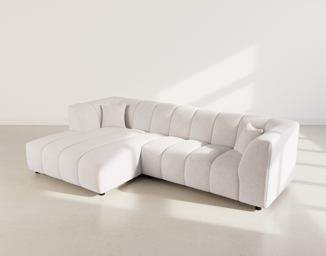 Canapé d'angle gauche 4 places avec accoudoir en tissu texturé Curtis