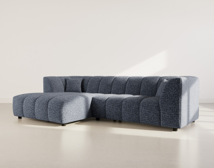 Canapé d'angle gauche 4 places avec accoudoir en tissu texturé Curtis