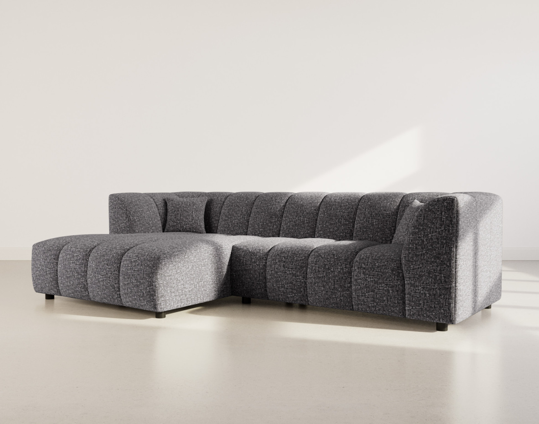 Canapé d'angle gauche 4 places avec accoudoir en tissu texturé Curtis