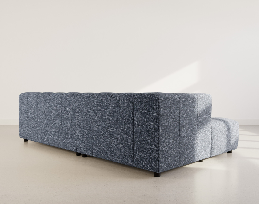 Canapé d'angle gauche 4 places avec accoudoir en tissu texturé Curtis