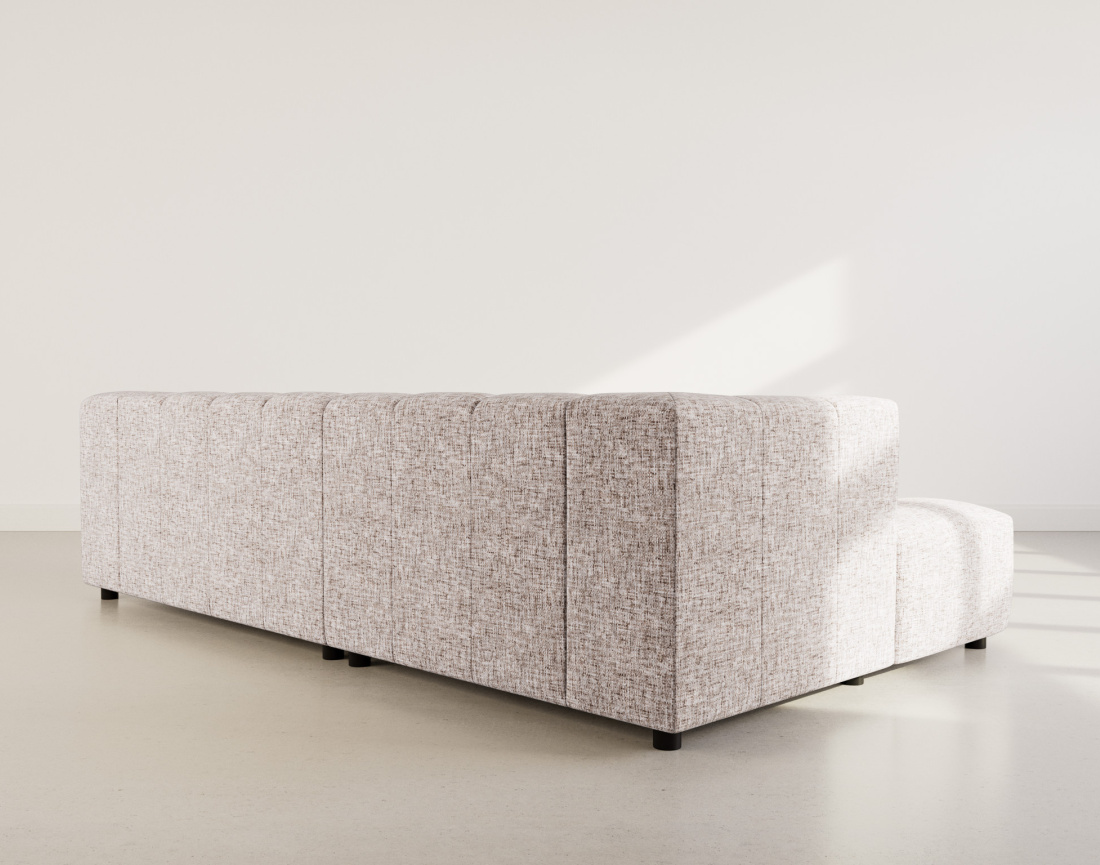 Canapé d'angle gauche 4 places avec accoudoir en tissu texturé Curtis