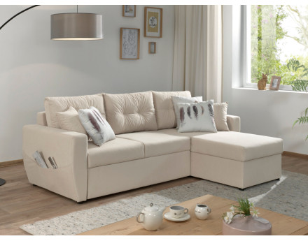 Canapé convertible Astoria 4 places avec coffre - angle réversible