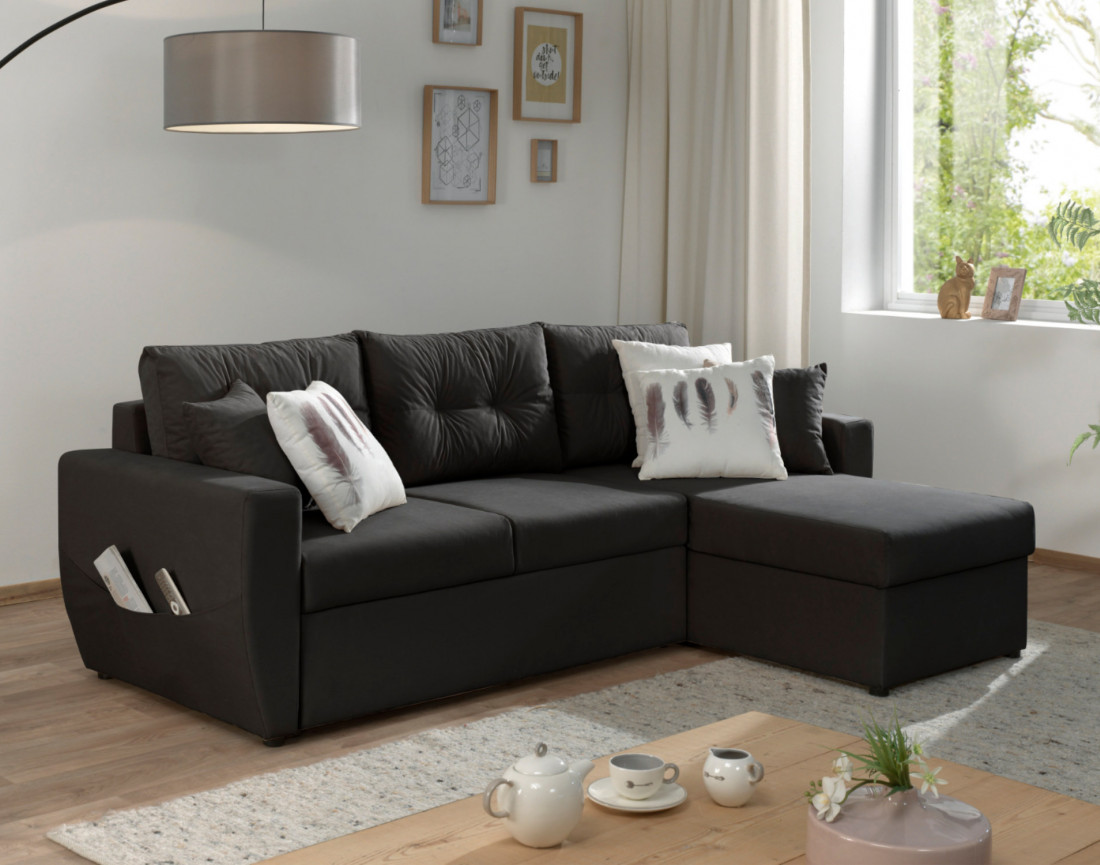 Canapé convertible Astoria 4 places avec coffre - angle réversible