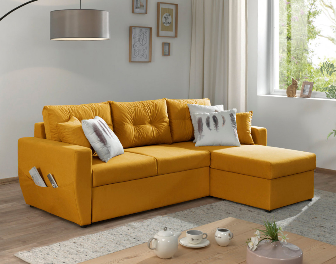 Canapé convertible Astoria 4 places avec coffre - angle réversible