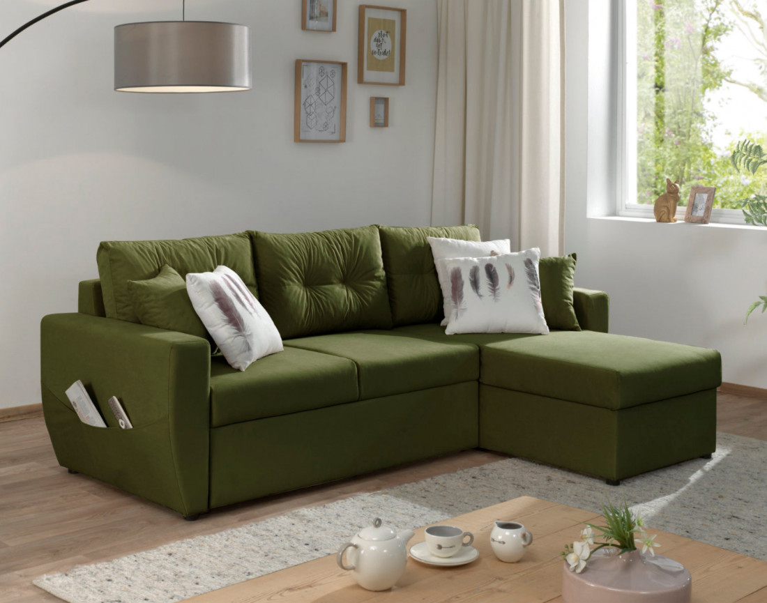 Canapé convertible Astoria 4 places avec coffre - angle réversible