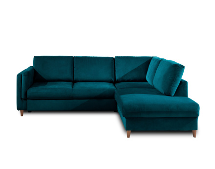 Canapé d'angle droit convertible 5 places en velours Brooke