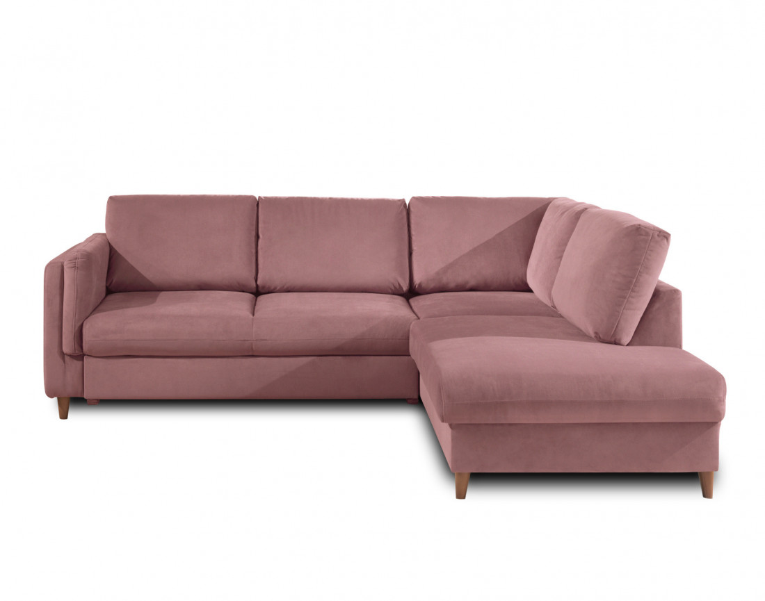 Canapé d'angle droit convertible 5 places en velours Brooke