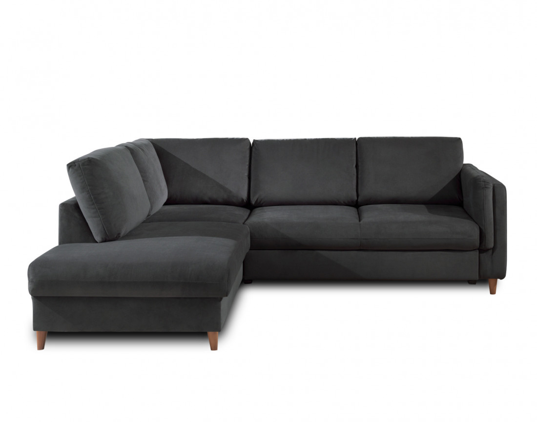 Canapé d'angle gauche convertible 5 places en velours Brooke