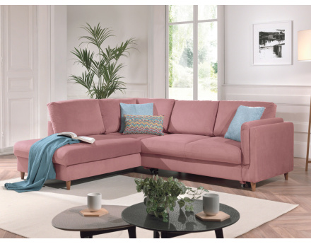 Canapé d'angle gauche convertible 5 places en velours Brooke