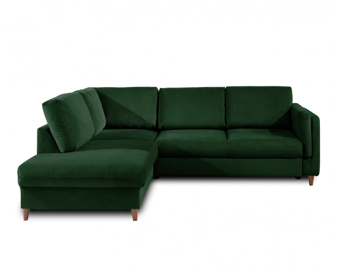 Canapé d'angle gauche convertible 5 places en velours Brooke