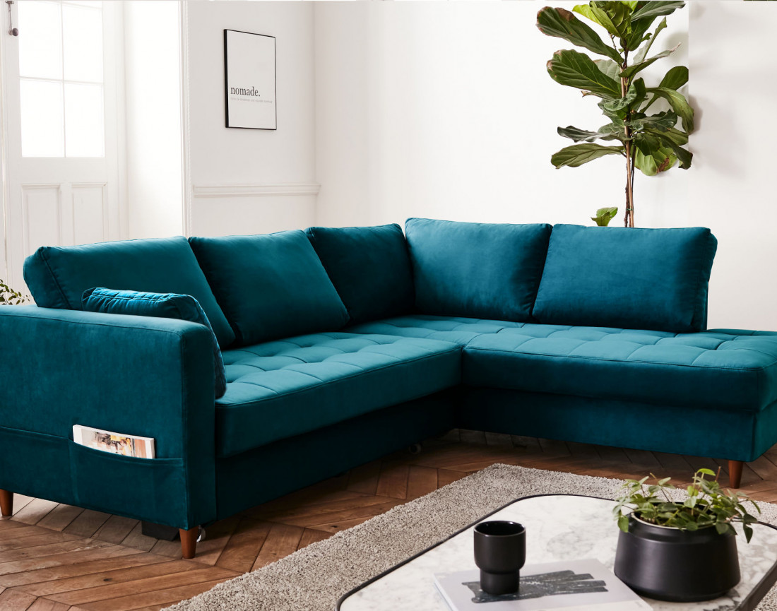 Canapé d'angle droit 5 places adapté aux animaux Anna - Best Mobilier