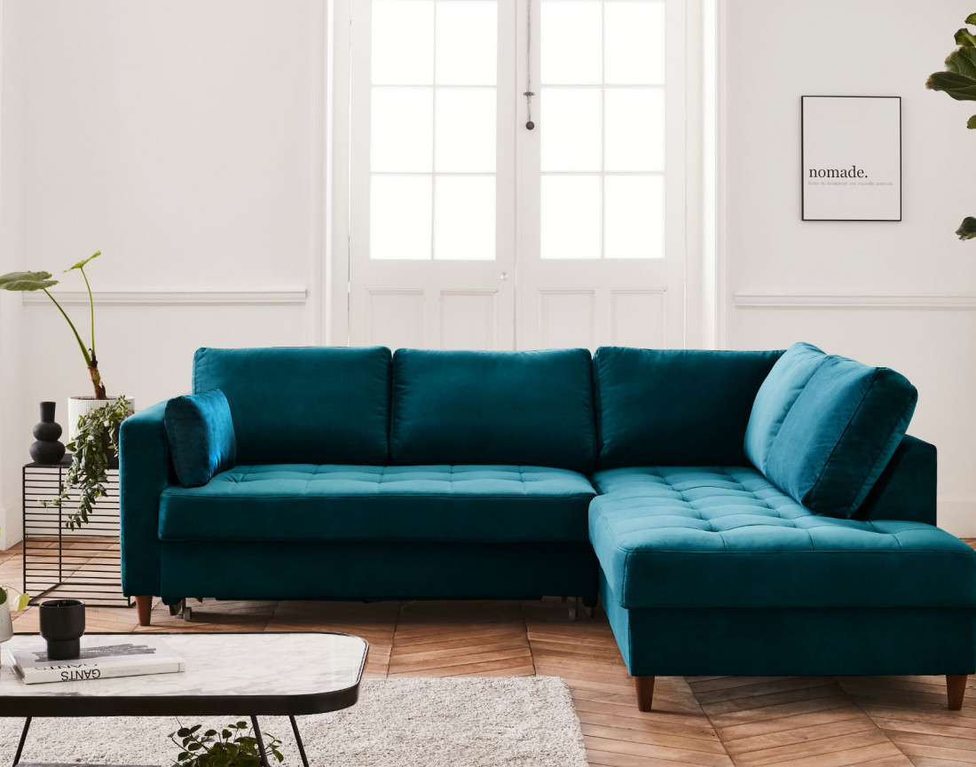 Canapé d'angle droit 5 places adapté aux animaux Anna - Best Mobilier