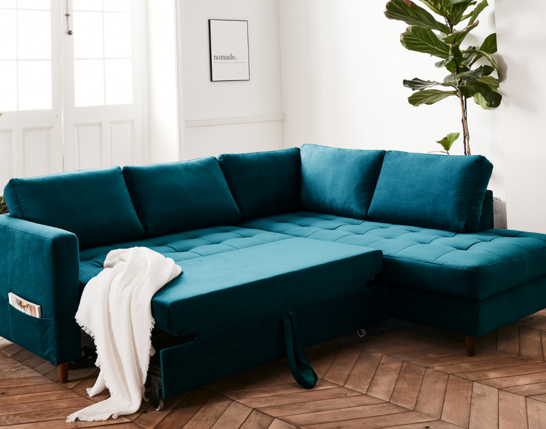 Canapé d'angle droit 5 places adapté aux animaux Anna - Best Mobilier