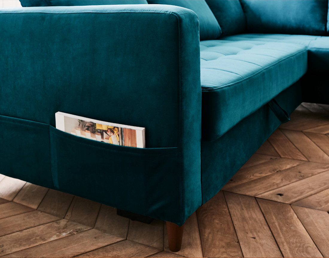 Canapé d'angle droit 5 places adapté aux animaux Anna - Best Mobilier