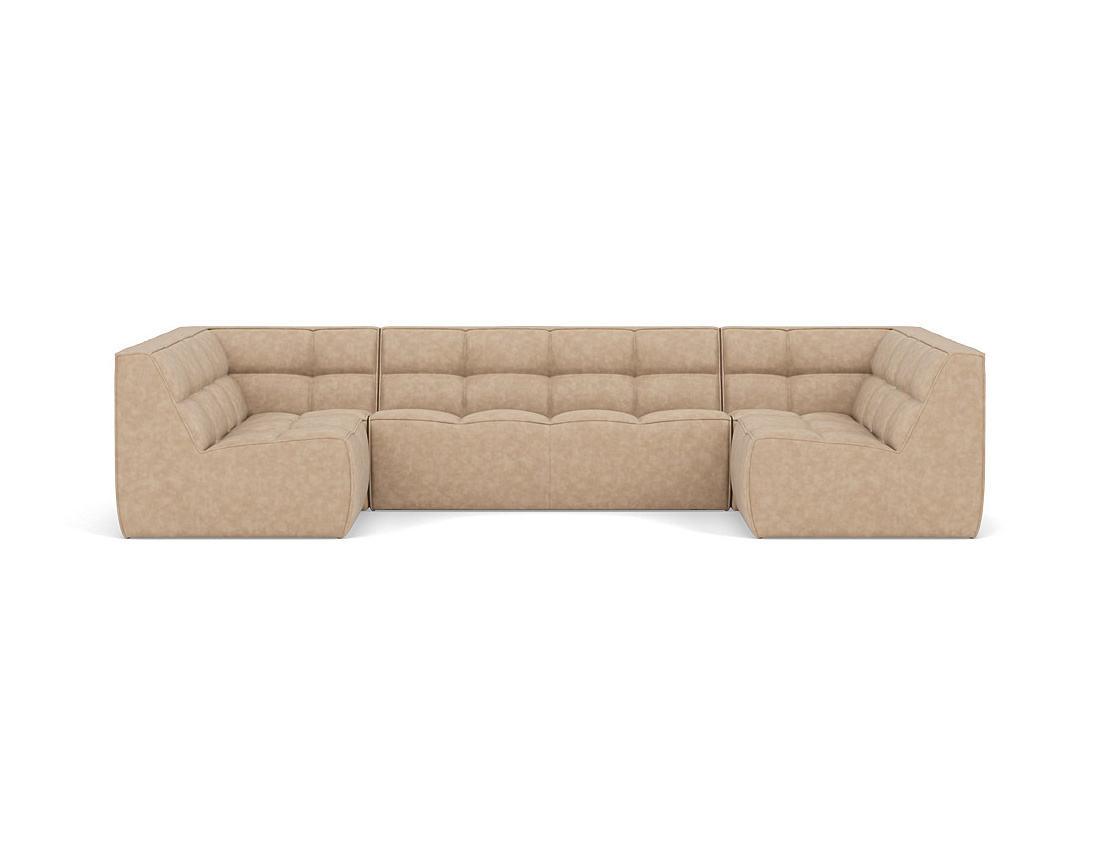 Canapé d'angle réversible 4 places convertible avec coffre en velours gaufré Constance