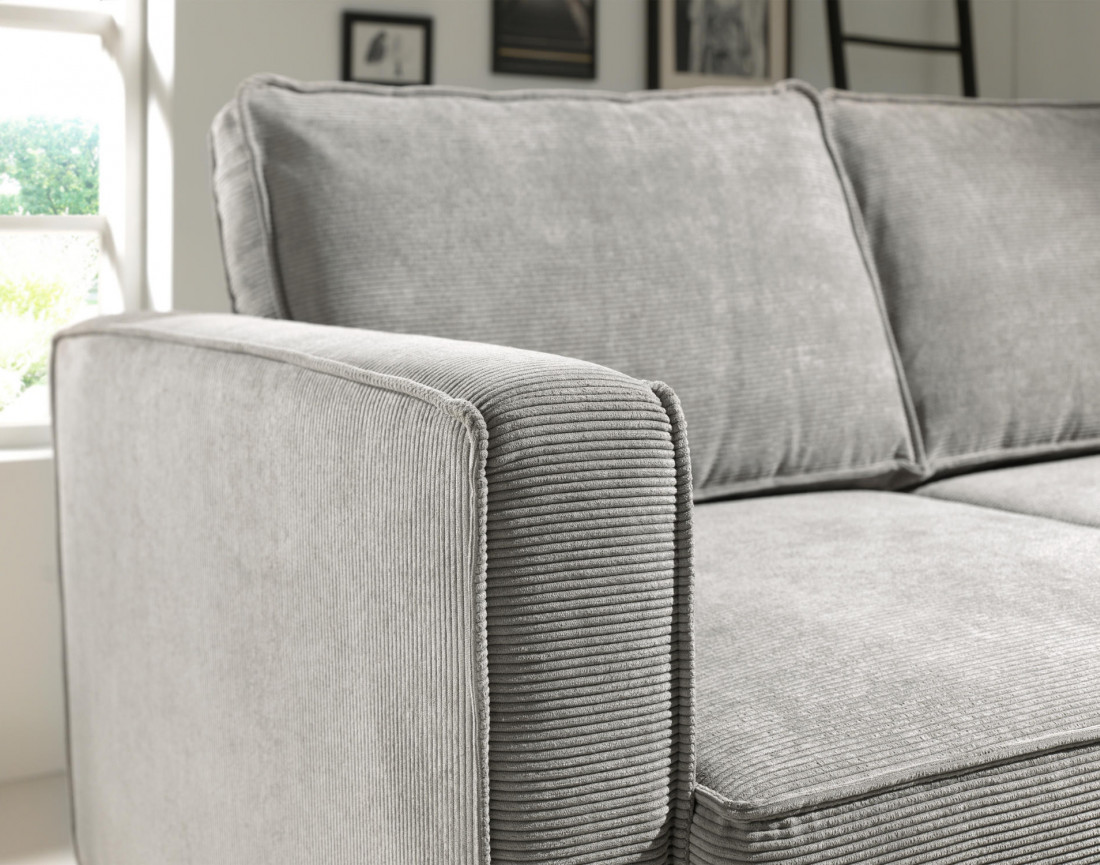 Canapé d'angle droit convertible avec coffre 4 places en velours côtelé Jake