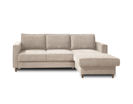 Canapé d'angle droit convertible avec coffre 4 places en velours côtelé Jake