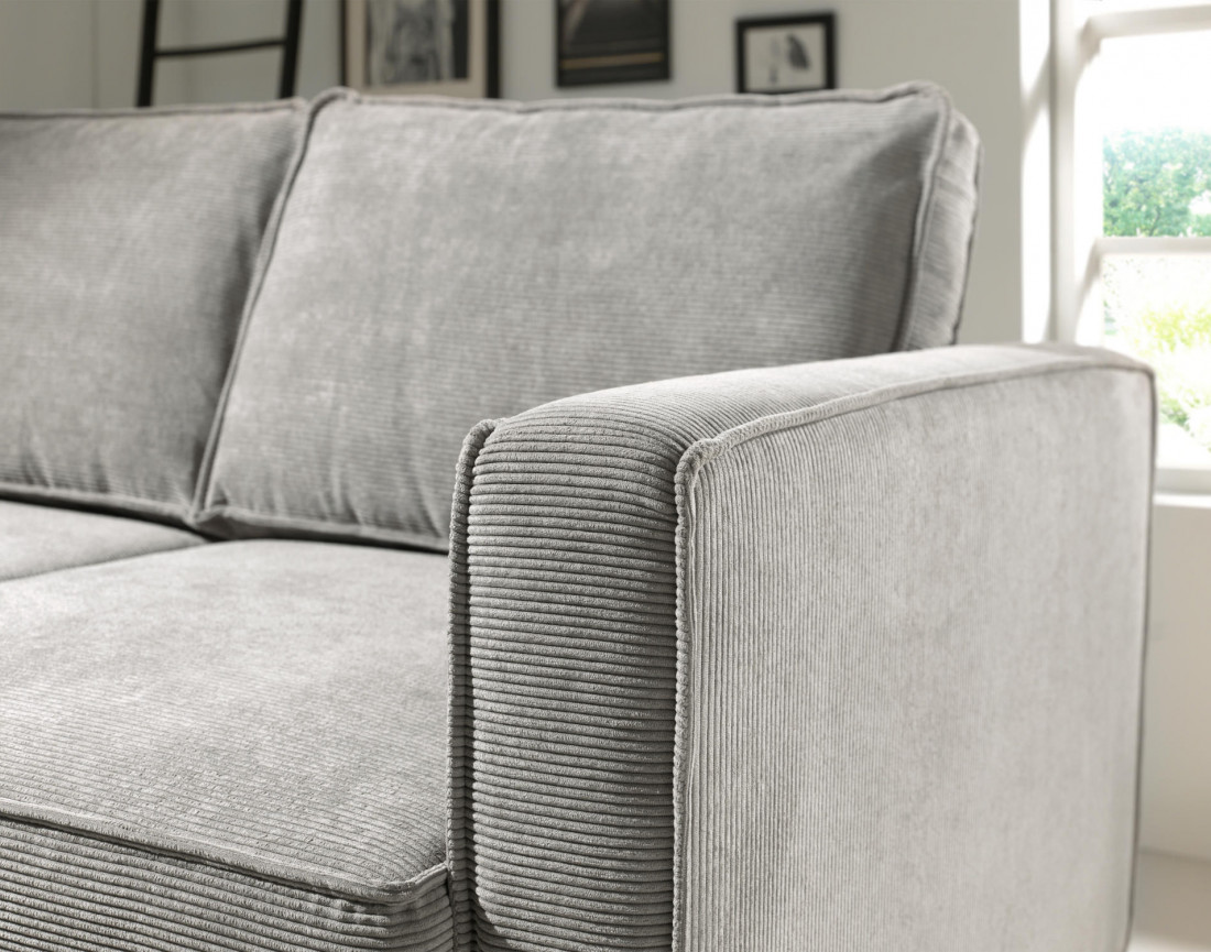 Canapé d'angle gauche convertible avec coffre 4 places en velours côtelé Jake