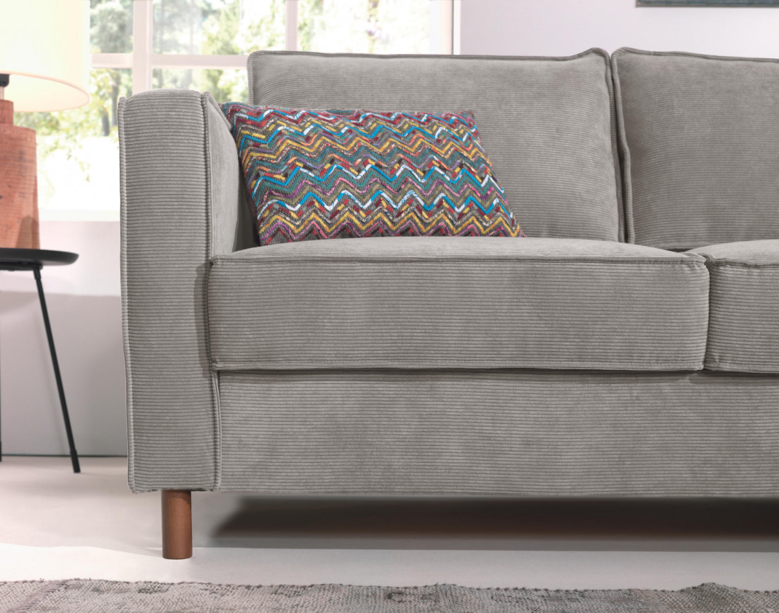 Canapé d'angle droit convertible 5 places en velours côtelé Jake