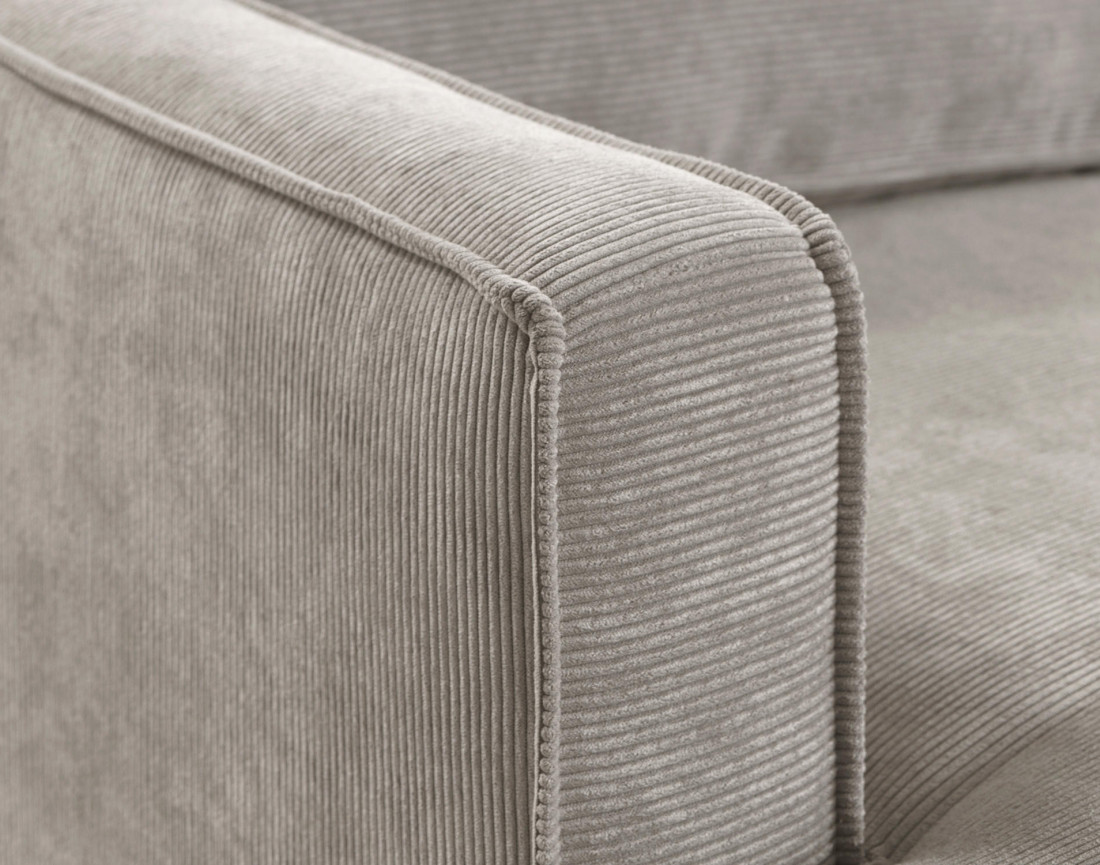 Canapé d'angle droit convertible 5 places en velours côtelé Jake