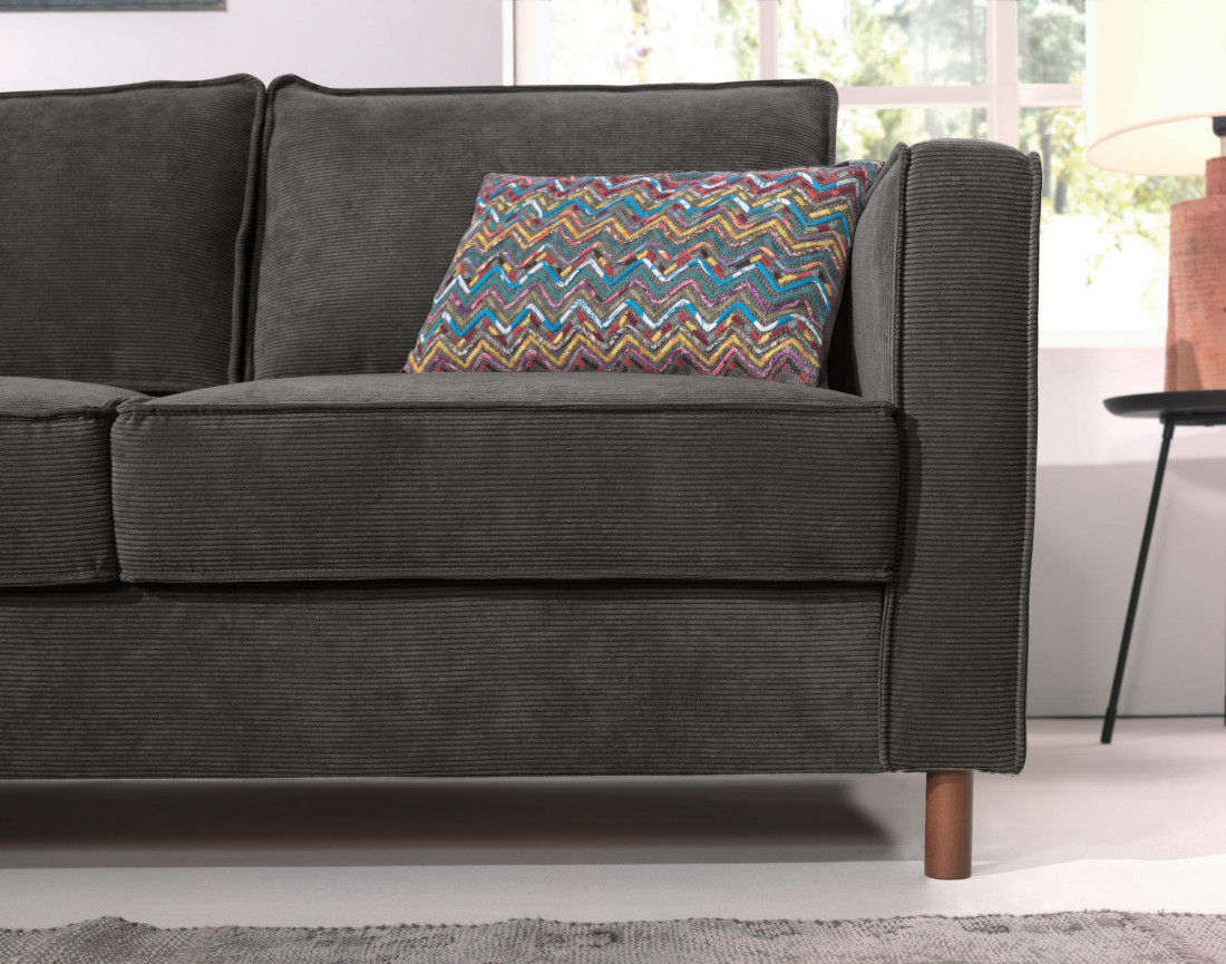 Canapé d'angle gauche convertible 5 places en velours côtelé Jake