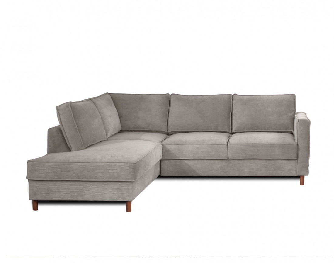 Canapé d'angle gauche convertible 5 places en velours côtelé Jake