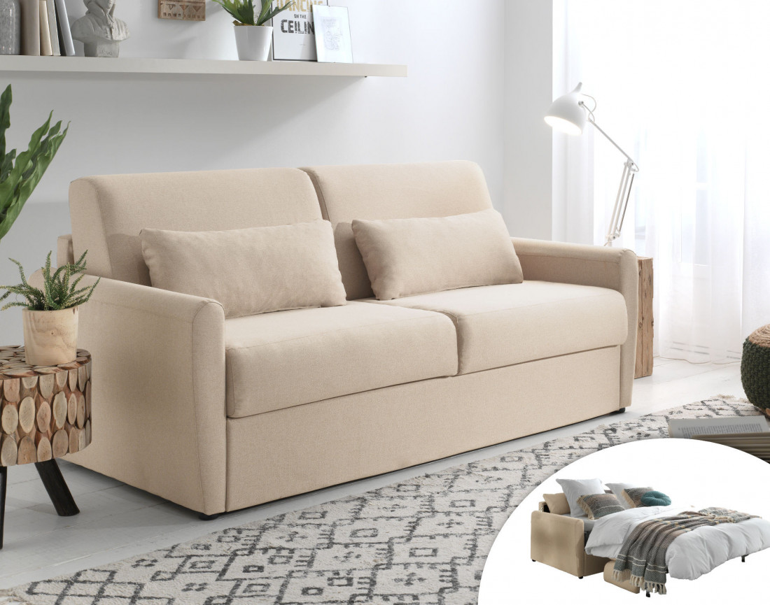 Canapé 3 places convertible express quotidien en tissu Ari