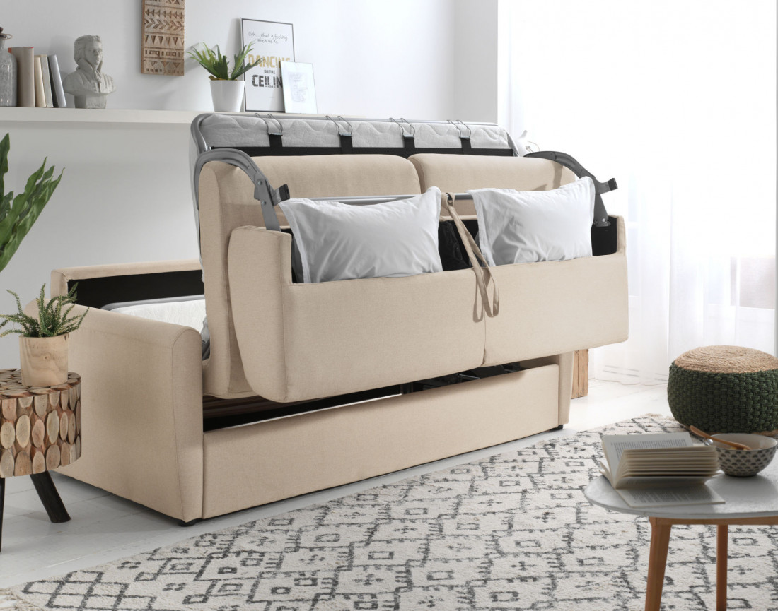 Canapé 3 places convertible express quotidien en tissu Ari