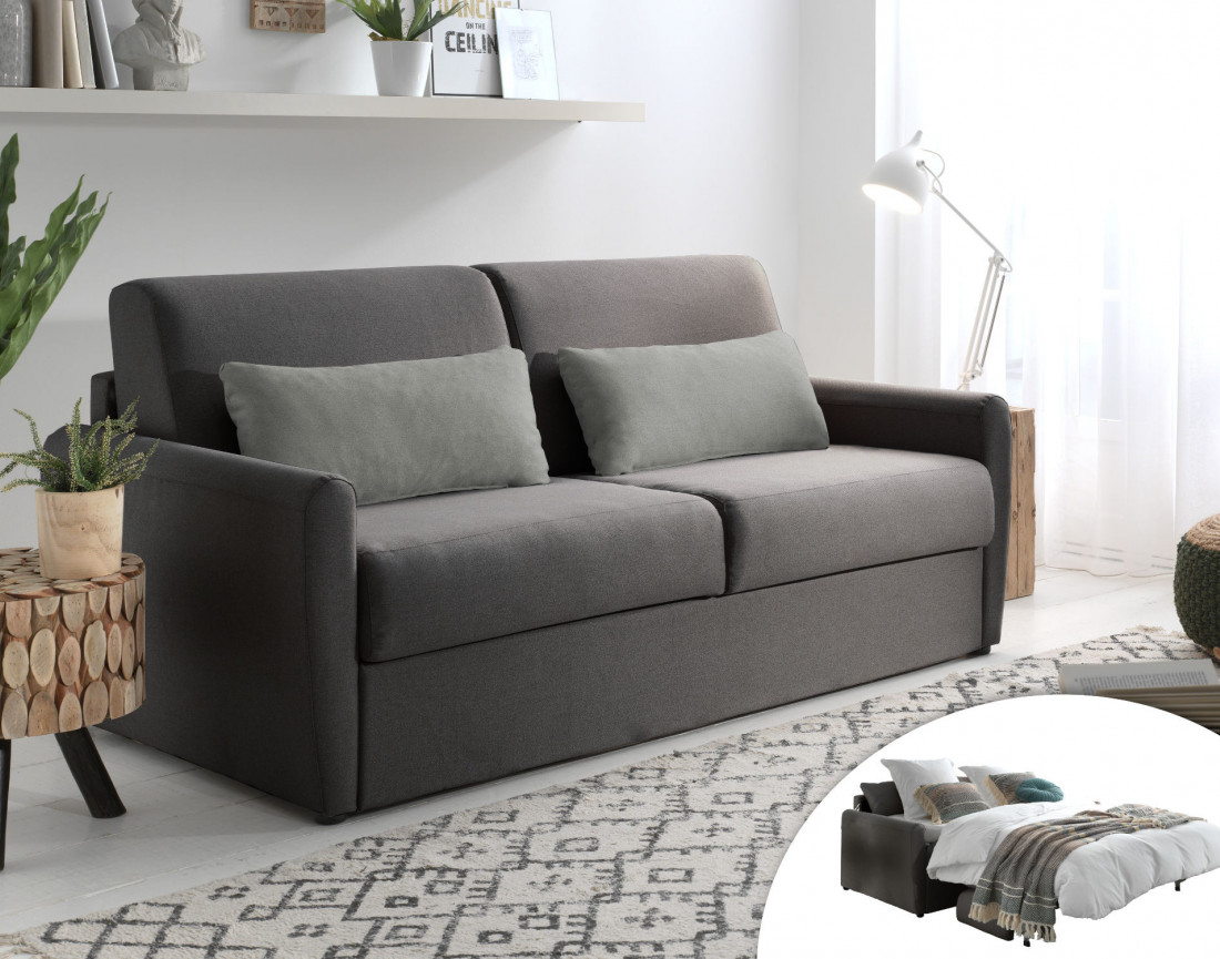 Canapé 3 places convertible express quotidien en tissu Ari