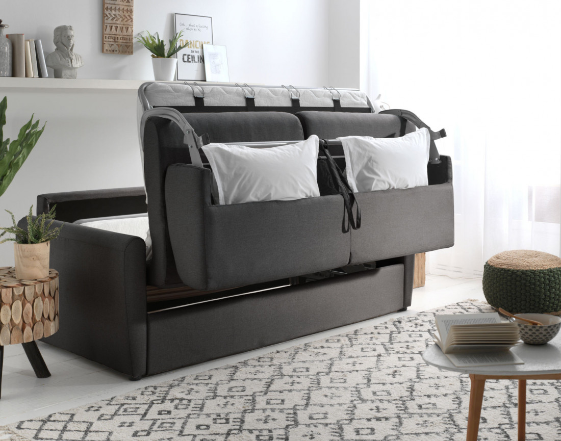 Canapé 3 places convertible express quotidien en tissu Ari