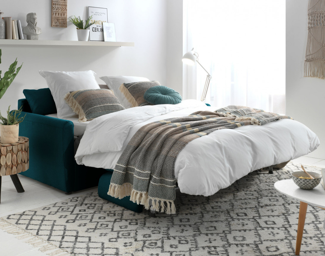 Canapé 3 places convertible express quotidien en tissu Ari