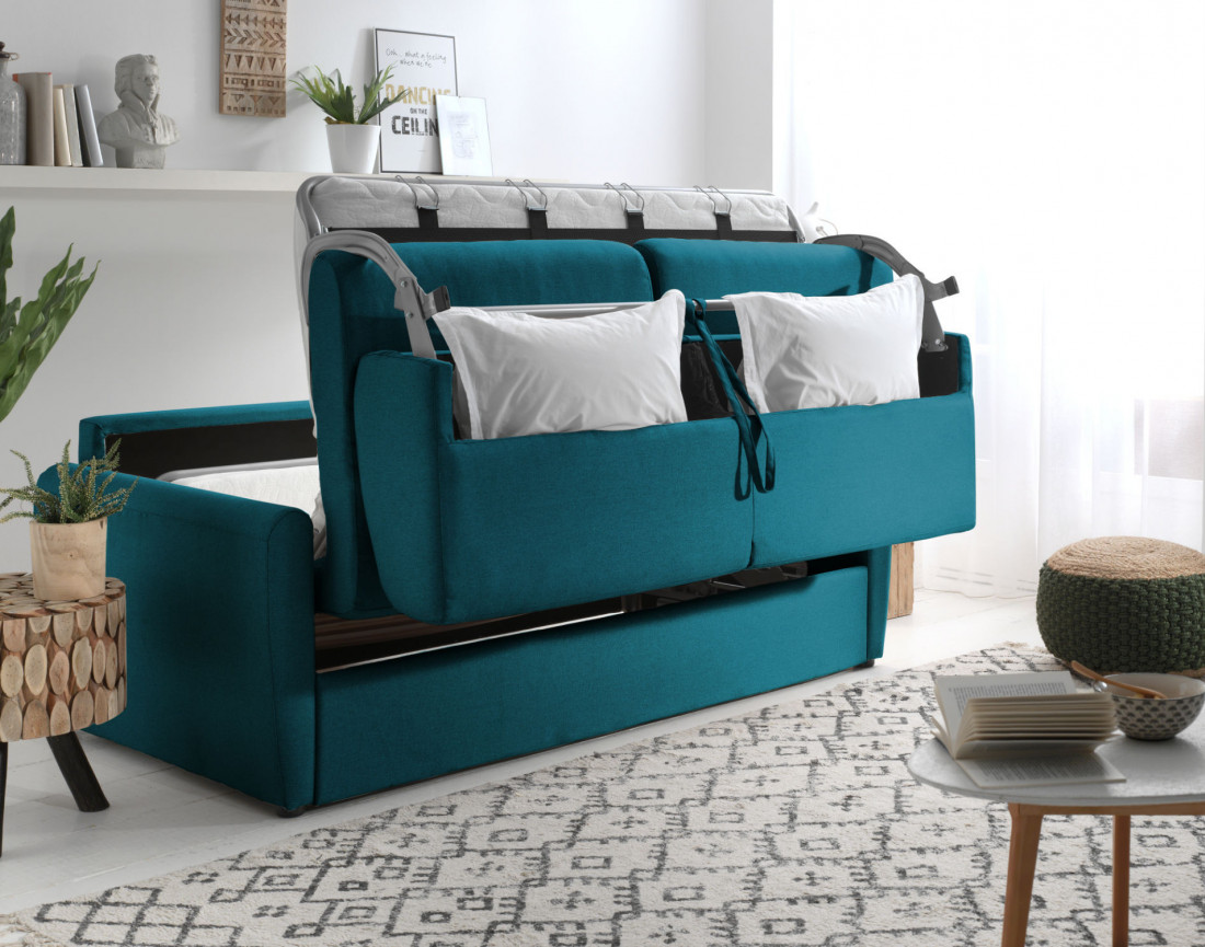 Canapé 3 places convertible express quotidien en tissu Ari