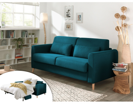 Canapé 3 places convertible express quotidien en tissu Timo